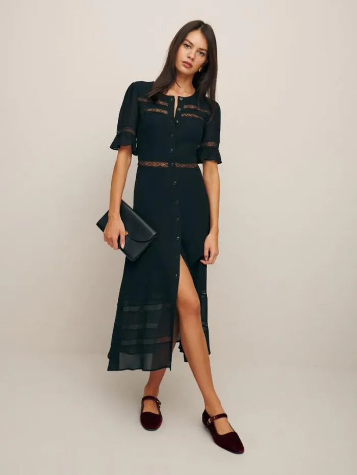 The Reformation Petites Woodson Dress Black 8211 Clothing