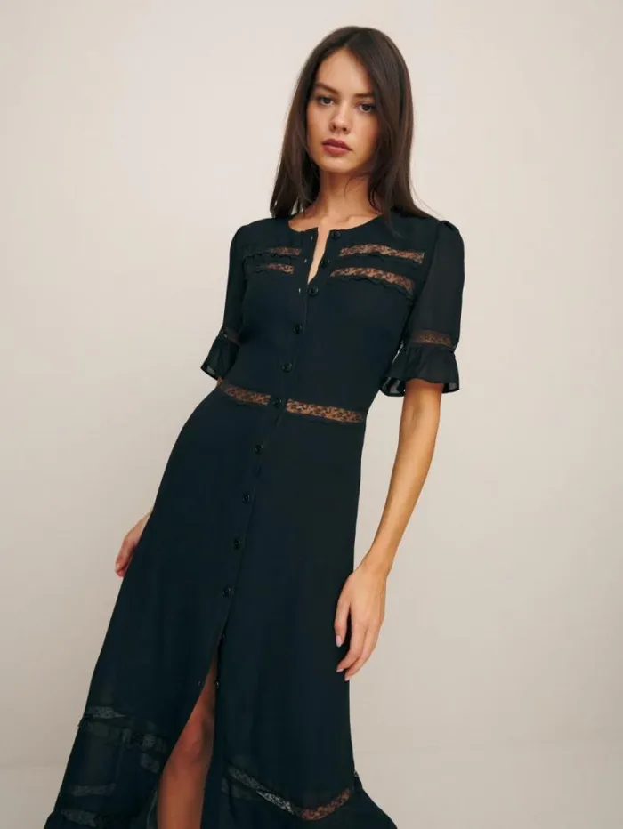 The Reformation Petites Woodson Dress Black 8211 Clothing