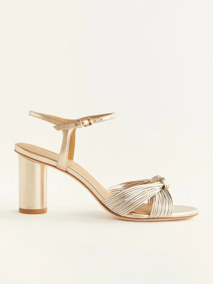 The Reformation Petra Cylinder Heel Gold Silver 8211 WeddingsShoes