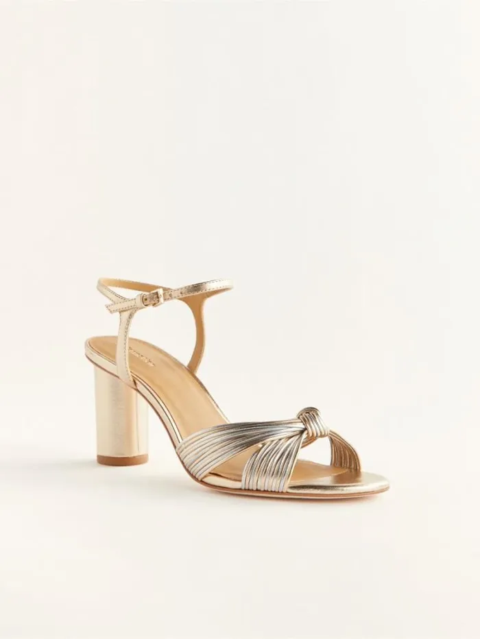 The Reformation Petra Cylinder Heel Gold Silver 8211 WeddingsShoes