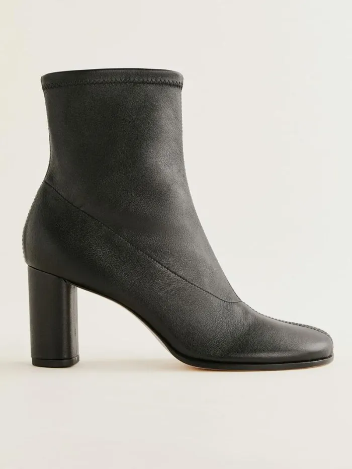 The Reformation Presley Ankle Boot Black Stretch Leather 8211 Shoes
