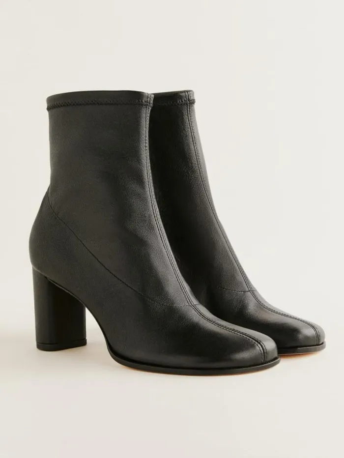 The Reformation Presley Ankle Boot Black Stretch Leather 8211 Shoes