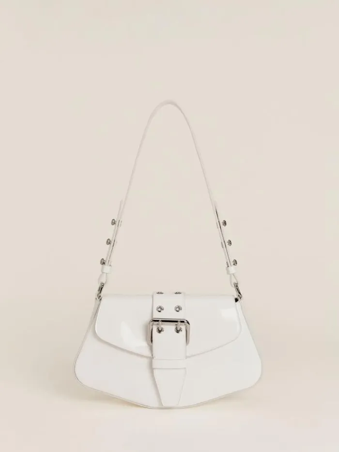 The Reformation Rafaella Shoulder Bag White Patent 8211 Bags