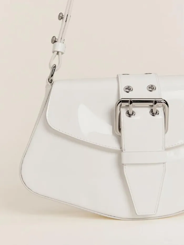 The Reformation Rafaella Shoulder Bag White Patent 8211 Bags