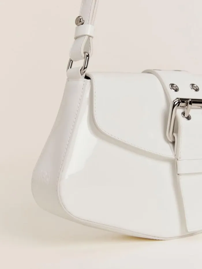 The Reformation Rafaella Shoulder Bag White Patent 8211 Bags