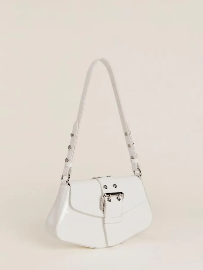 The Reformation Rafaella Shoulder Bag White Patent 8211 Bags