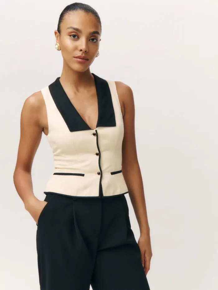 The Reformation Reba Top Sugar And Black 8211 Clothing