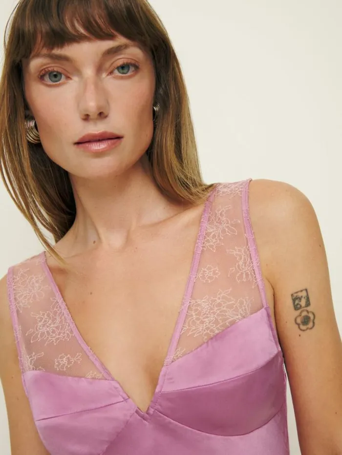The Reformation Robbie Silk Dress Sugar Plum 8211 Clothing
