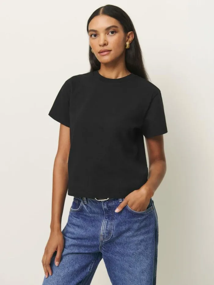The Reformation Rowan Crew Tee Black 8211 Clothing