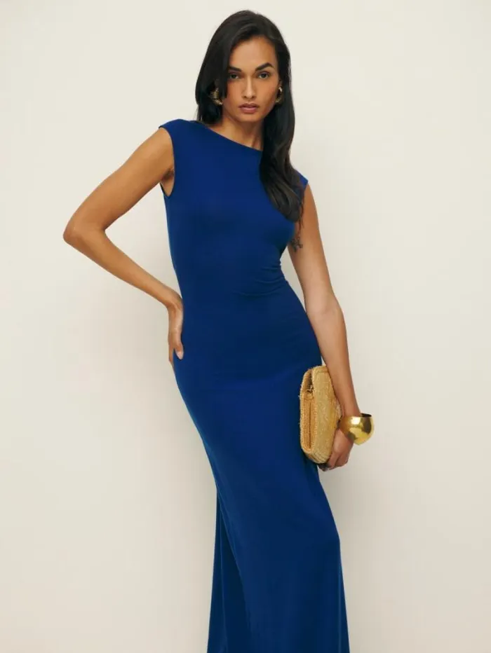 The Reformation Sabine Knit Dress Royal 8211 Clothing
