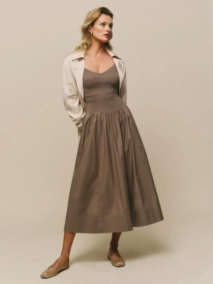 The Reformation Sariah Dress Mushroom 8211 Clothing