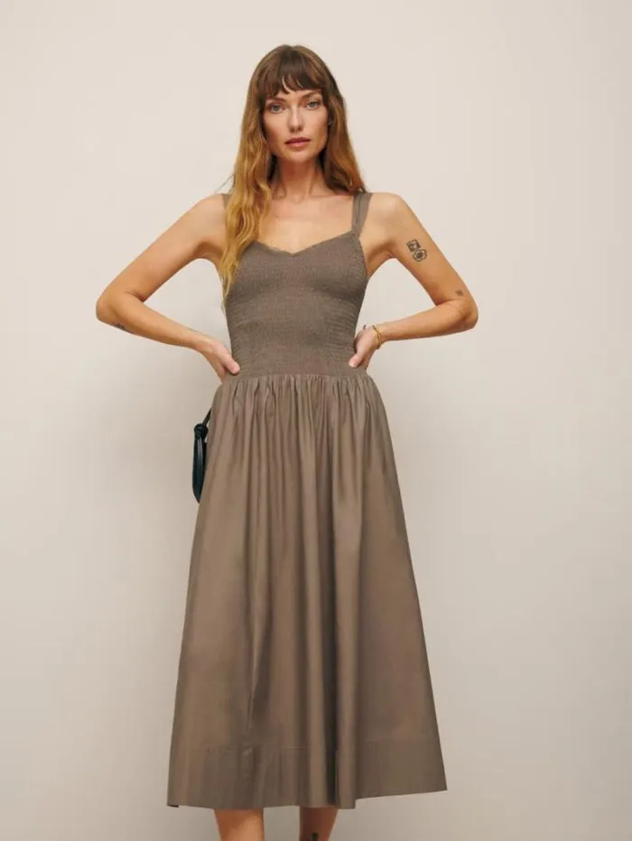 The Reformation Sariah Dress Mushroom 8211 Clothing