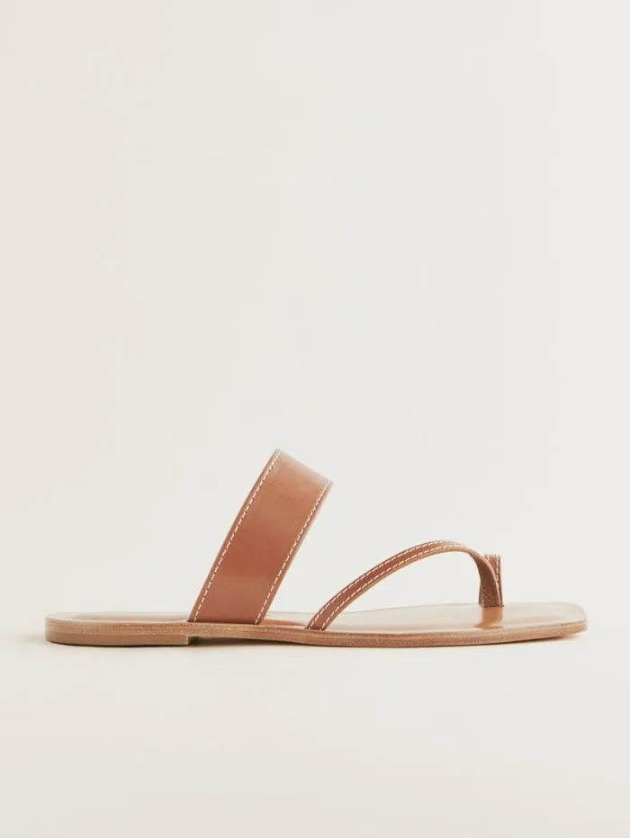 The Reformation Sawyer Flat Sandal Pecan Leather 8211 Shoes