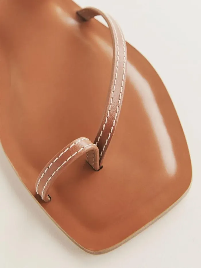 The Reformation Sawyer Flat Sandal Pecan Leather 8211 Shoes