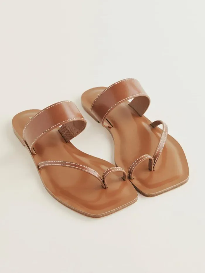 The Reformation Sawyer Flat Sandal Pecan Leather 8211 Shoes