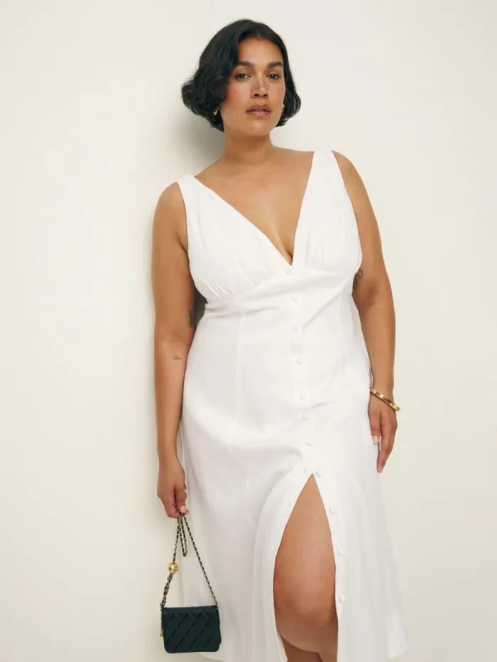 The Reformation Sebastien Linen Dress Es White 8211 Clothing