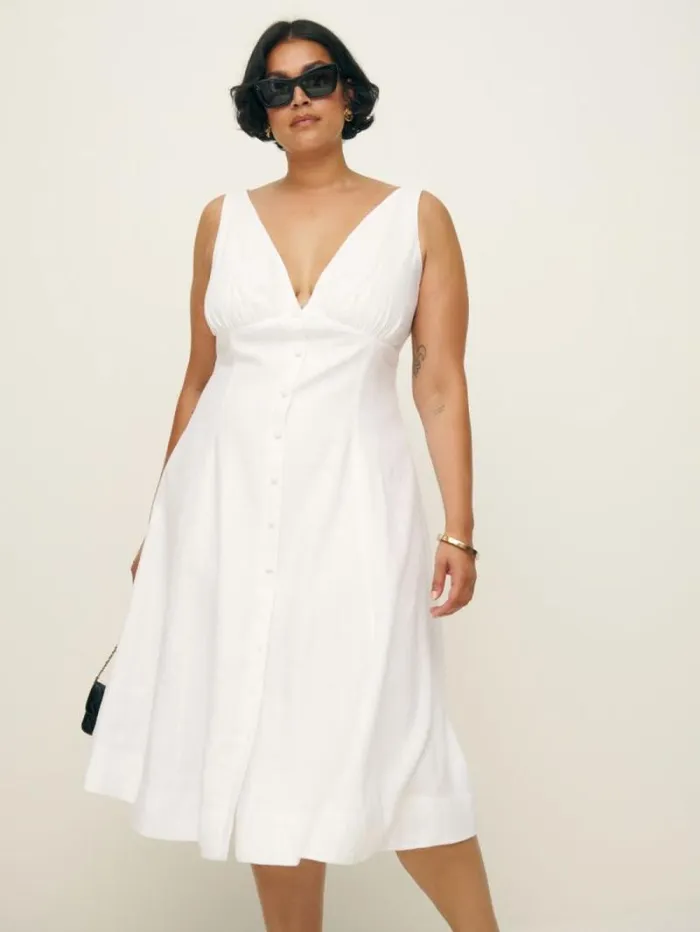 The Reformation Sebastien Linen Dress Es White 8211 Clothing