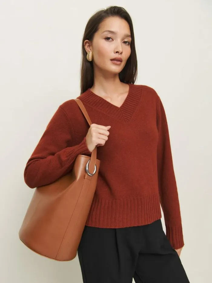 The Reformation Seleena Bucket Bag Lido Leather 8211 Bags