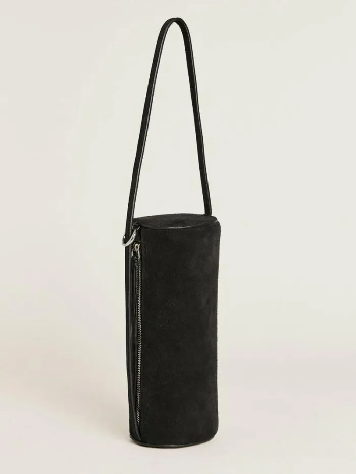 The Reformation Simona Cylinder Bag Black Suede 8211 Bags