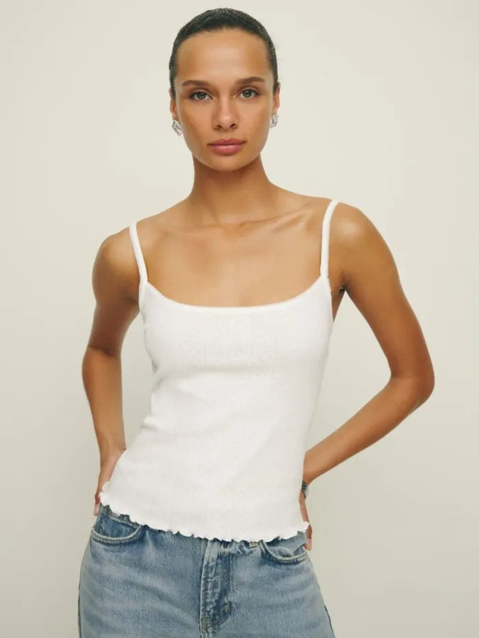 The Reformation Soraya Pointelle Knit Top White 8211 Clothing
