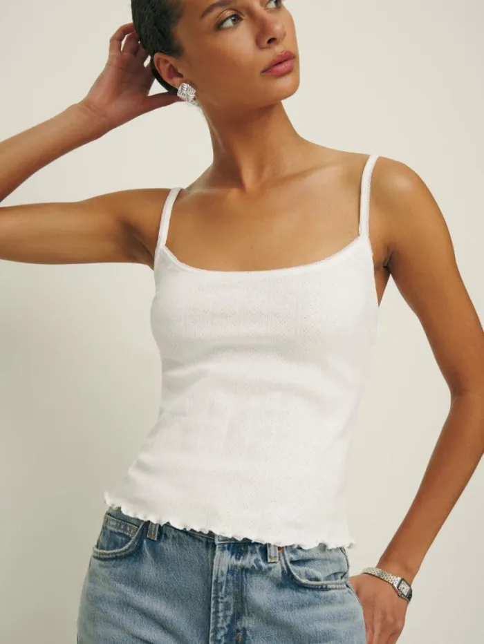 The Reformation Soraya Pointelle Knit Top White 8211 Clothing