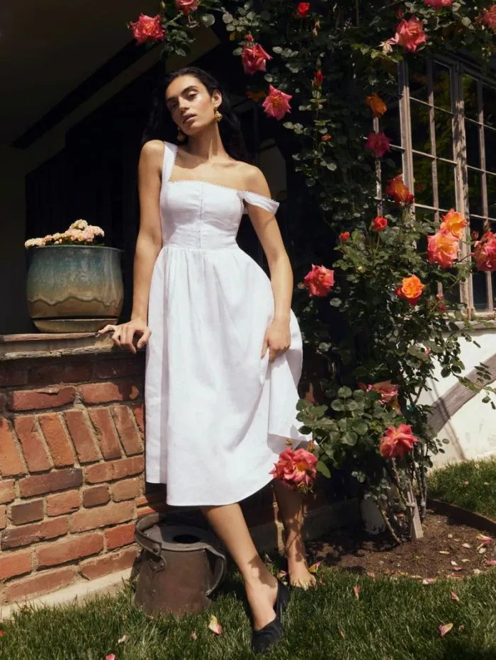The Reformation Tagliatelle Linen Dress White 8211 Clothing