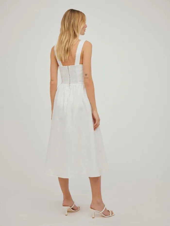 The Reformation Tagliatelle Linen Dress White 8211 Clothing