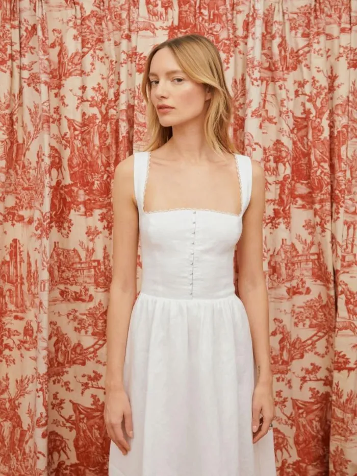The Reformation Tagliatelle Linen Dress White 8211 Clothing