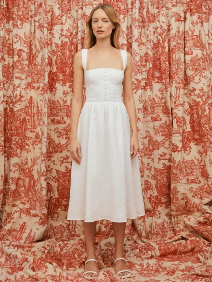 The Reformation Tagliatelle Linen Dress White 8211 Clothing