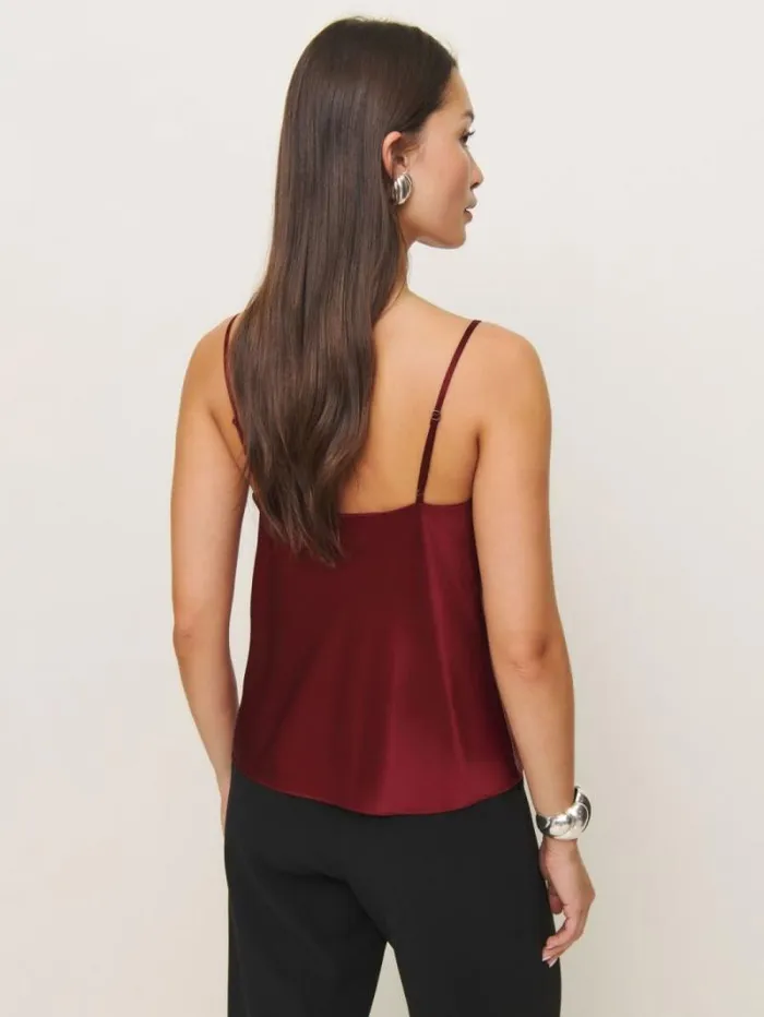 The Reformation Teddy Satin Top Chianti 8211 Clothing