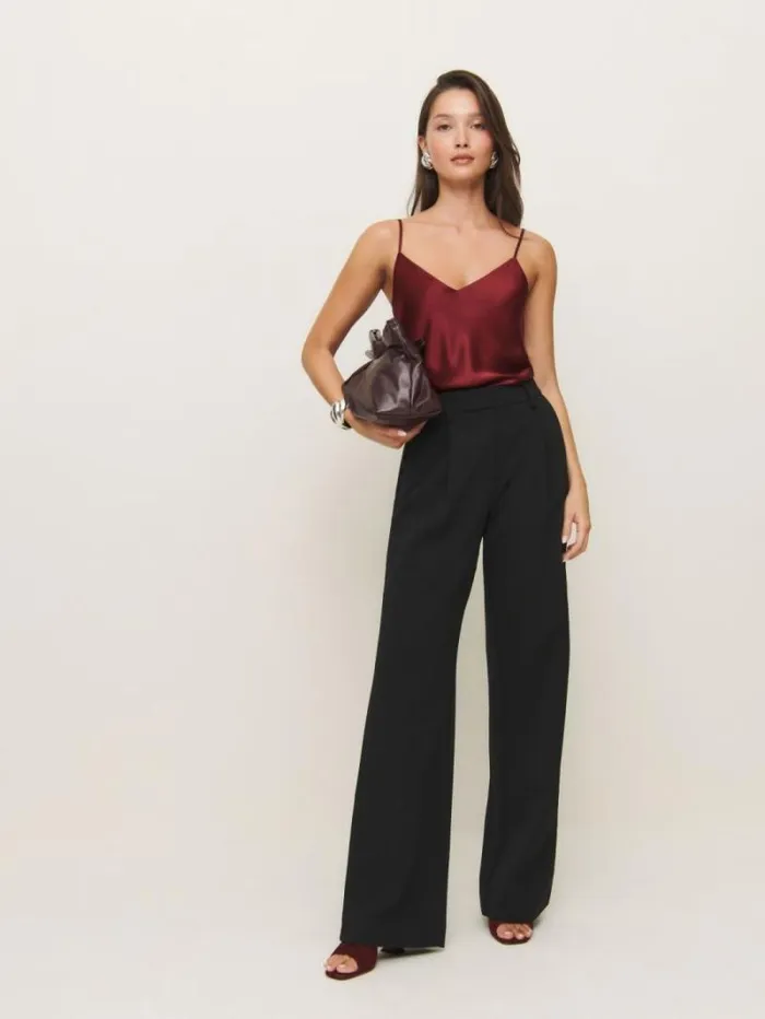 The Reformation Teddy Satin Top Chianti 8211 Clothing