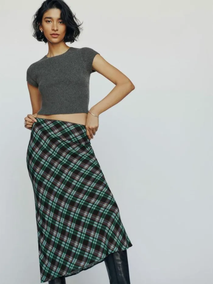 The Reformation Teo Cashmere Short Sleeve Sweater Charcoal 8211 Clothing