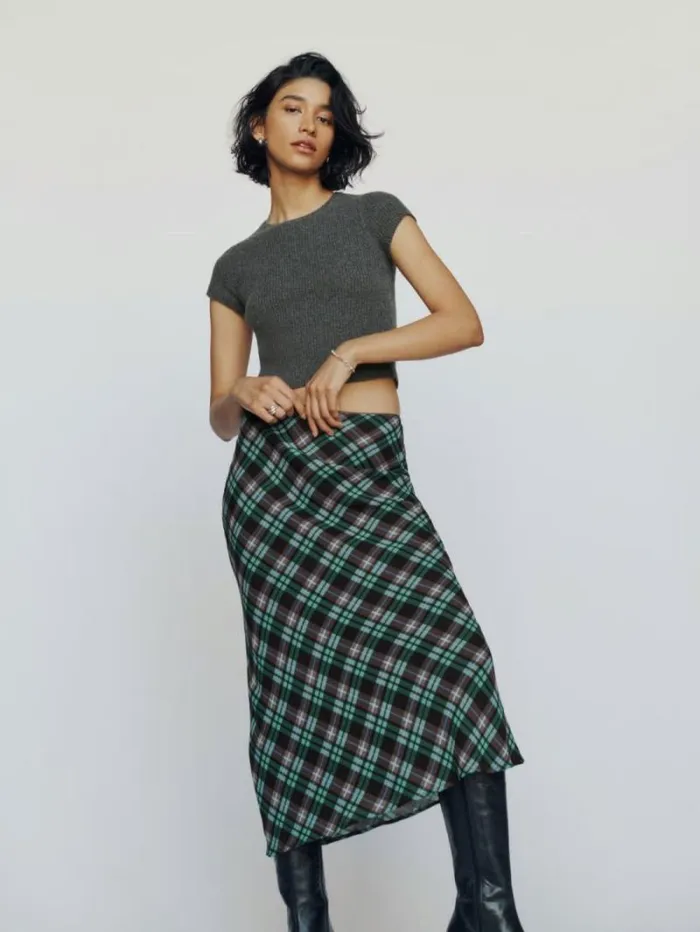 The Reformation Teo Cashmere Short Sleeve Sweater Charcoal 8211 Clothing