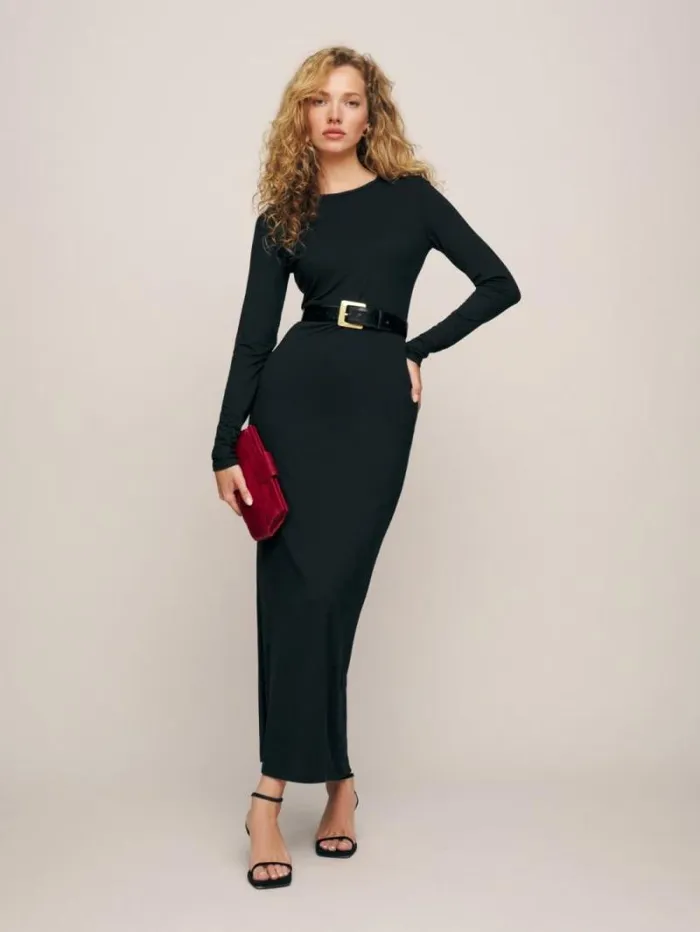 The Reformation Tommie Knit Dress Black 8211 Clothing