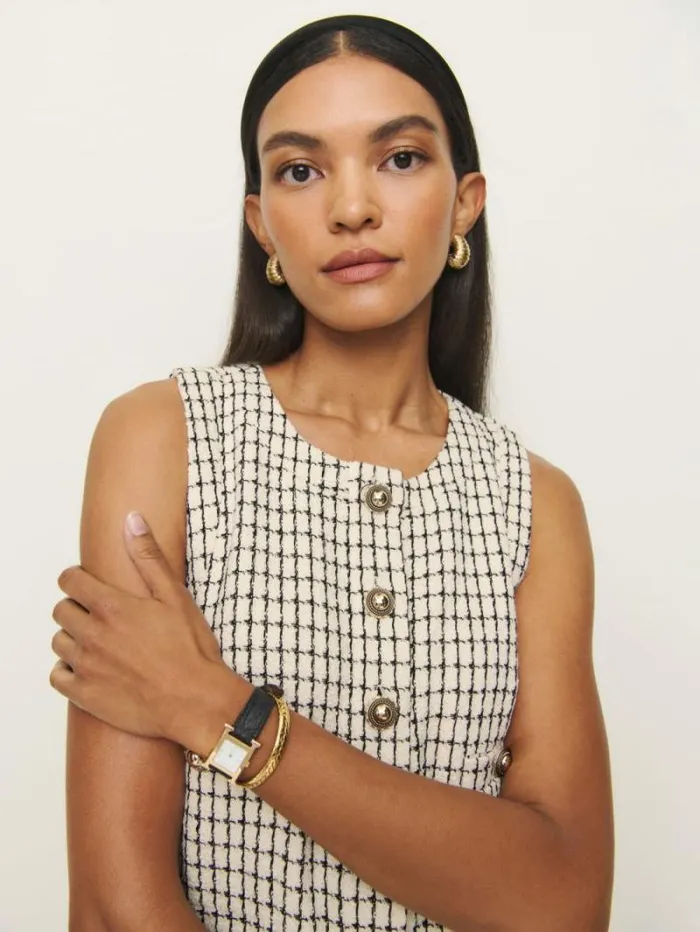 The Reformation Tropez Dress Cream Check 8211 Clothing