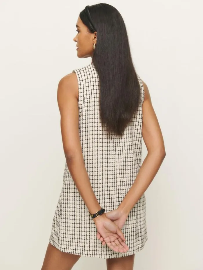 The Reformation Tropez Dress Cream Check 8211 Clothing