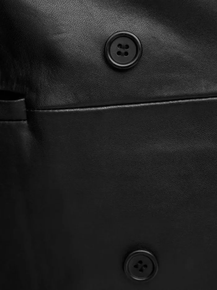 The Reformation Veda Dalia Relaxed Leather Blazer Es Black 8211 Clothing