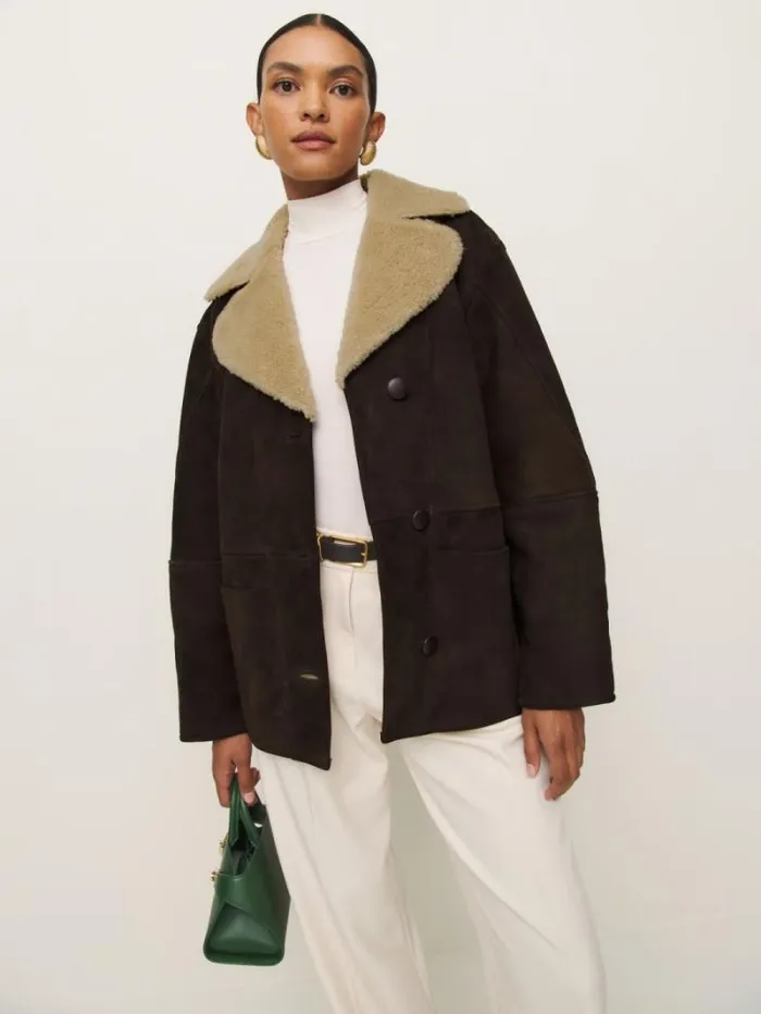 The Reformation Veda Luca Suede Jacket Mole Suede 8211 Clothing