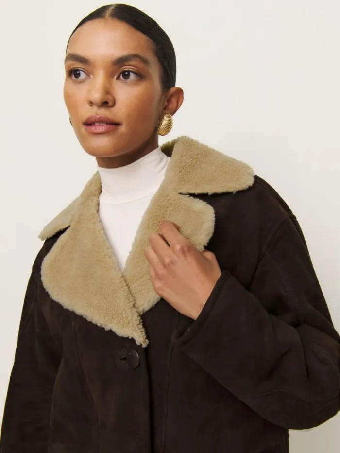 The Reformation Veda Luca Suede Jacket Mole Suede 8211 Clothing
