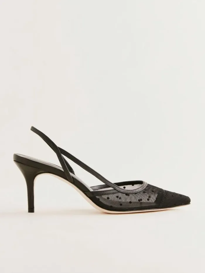 The Reformation Whitnee Slingback Heels Black Dot 8211 Shoes
