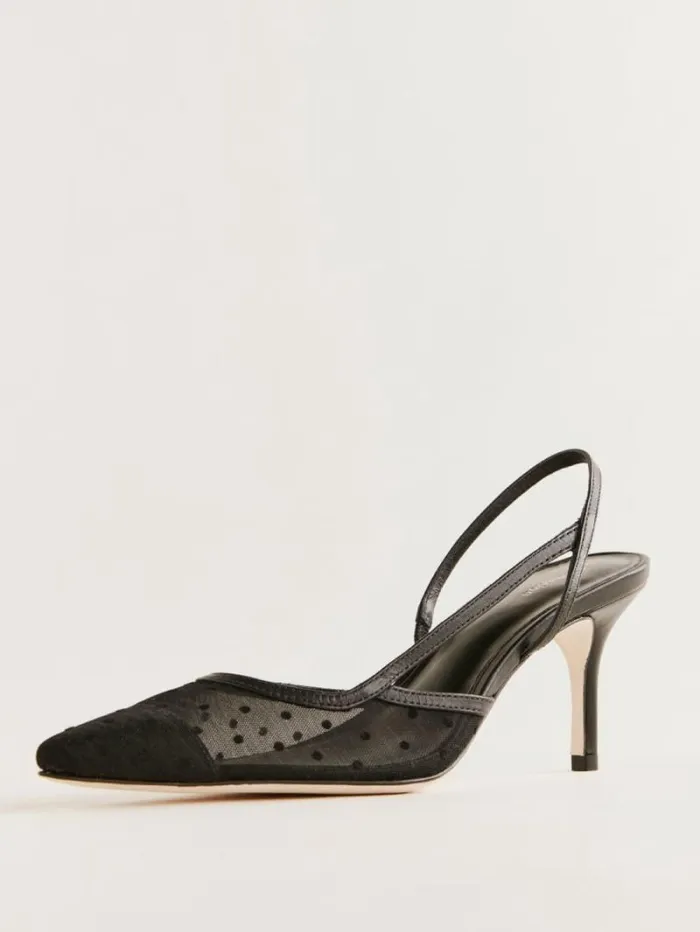 The Reformation Whitnee Slingback Heels Black Dot 8211 Shoes