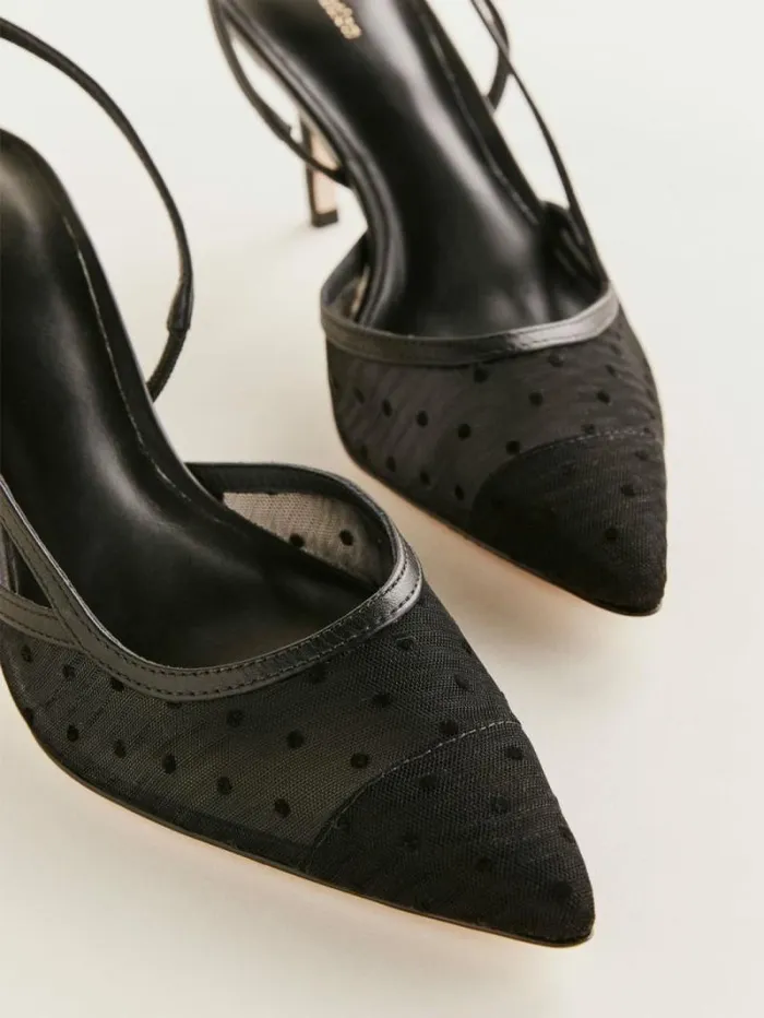 The Reformation Whitnee Slingback Heels Black Dot 8211 Shoes