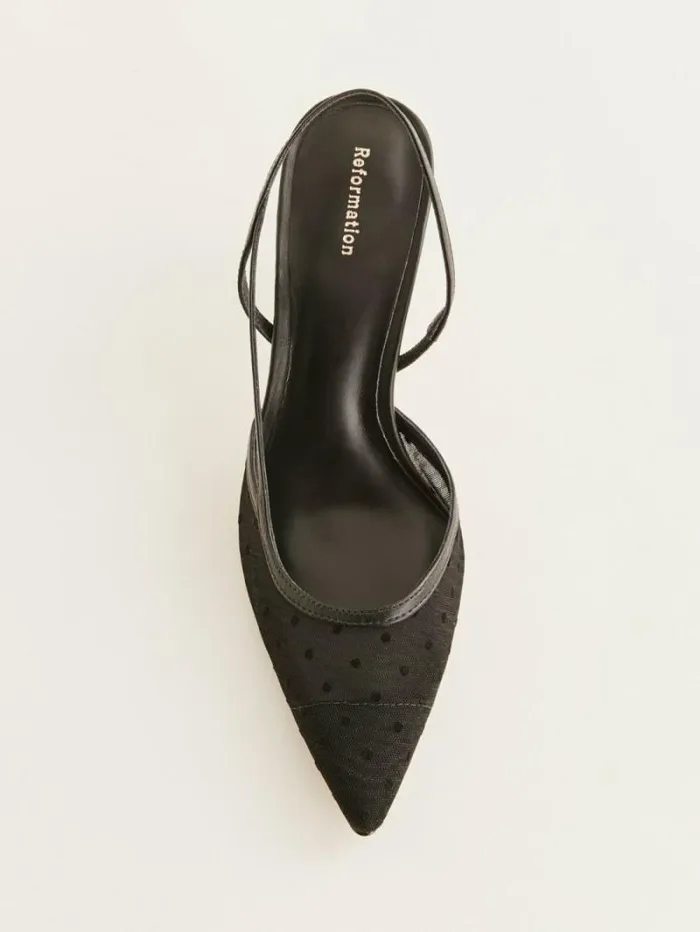 The Reformation Whitnee Slingback Heels Black Dot 8211 Shoes
