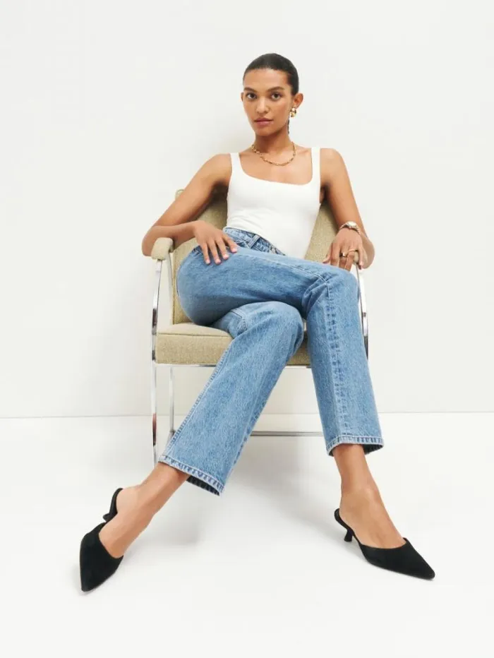 The Reformation Wilda Kitten Mule Black Suede 8211 Shoes