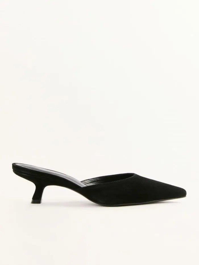 The Reformation Wilda Kitten Mule Black Suede 8211 Shoes