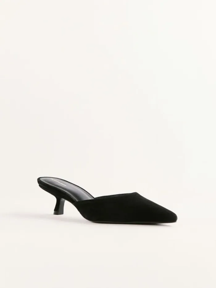 The Reformation Wilda Kitten Mule Black Suede 8211 Shoes