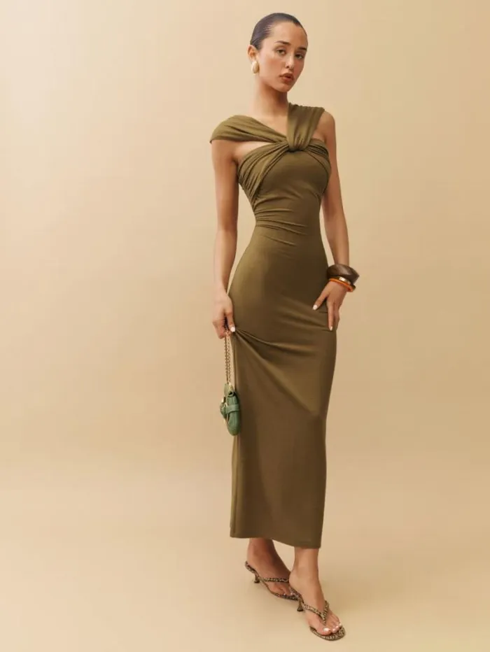 The Reformation Xena Knit Dress Bronze 8211 Clothing