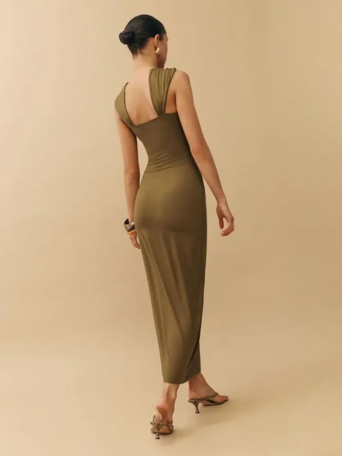 The Reformation Xena Knit Dress Bronze 8211 Clothing