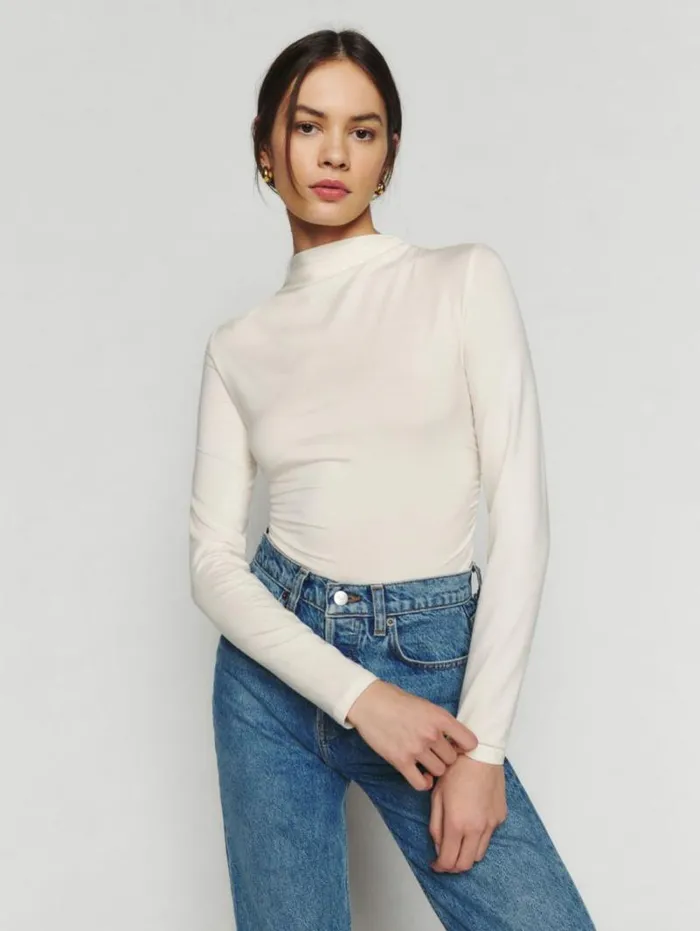 The Reformation Zylah Knit Top Cream 8211 Clothing