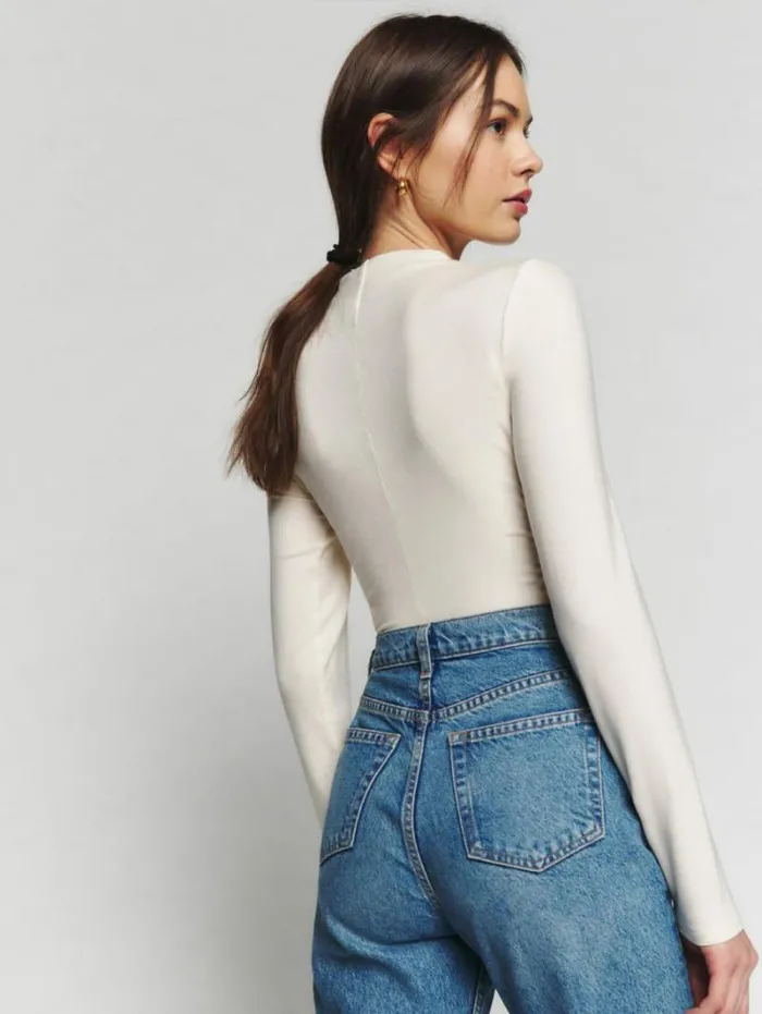 The Reformation Zylah Knit Top Cream 8211 Clothing
